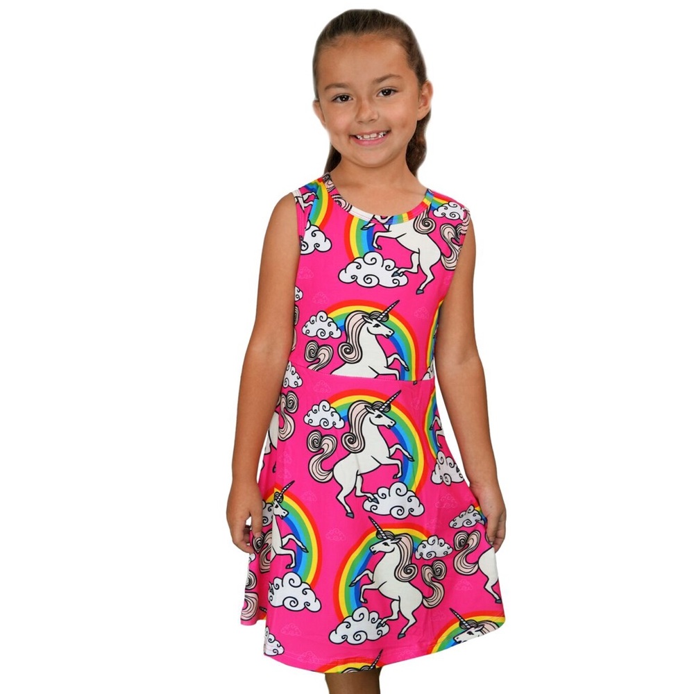 Pink Unicorn and Rainbow Party Birthday Dress